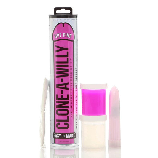 The Clone a Willy Vibrating silicone moulding kit. Image shows everything included to make your perfect replica. Includes: Plaster, Colour, Silicone and a classic vibrator.