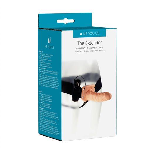 The Extender Hollow Vibrating Strap On Dildo - 6 Inches Light Tone