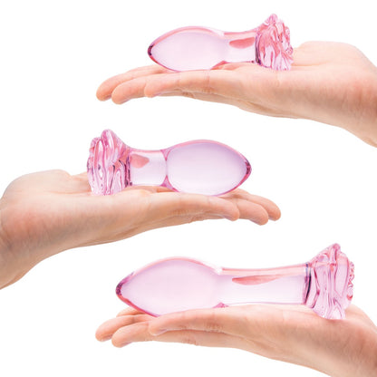 Rosebud 3 Piece Butt Plug Set - Pink 3.5 Inch, 4 Inch & 5.5 Inch