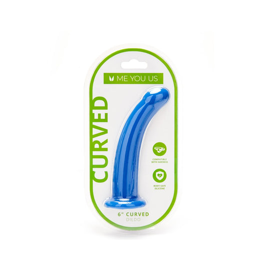 Curved Silicone Dildo - Blue 6 Inch