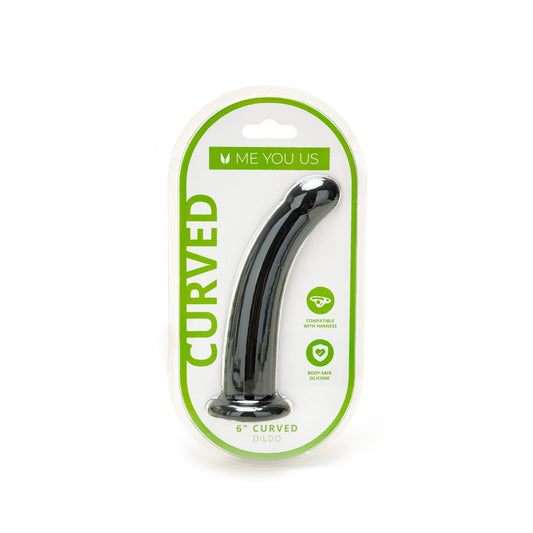 Curved Silicone Dildo - Black 6 Inch