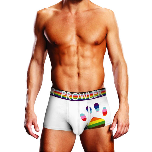 White Oversized Rainbow Paw Trunks