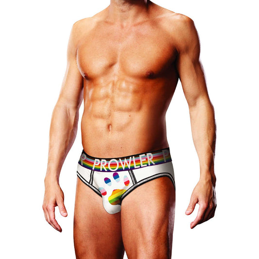 Mens Oversized Paw Open-Backed Brief - White